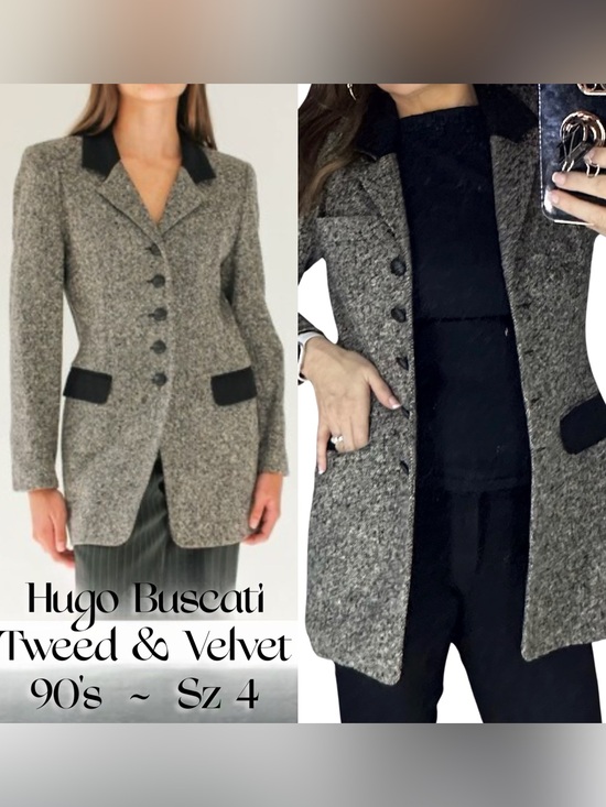 Hugo Buscati Jackets & Blazers - Vintage Classic Hugo Buscati Wool Tweed Blazer sz 4 90’s